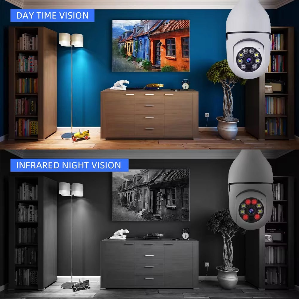 Smart Home Security PTZ Camera Wireless Lights 360 Degree Night Vision Surveillance Remote View CCTV Security WIFI Light Bulb Camera