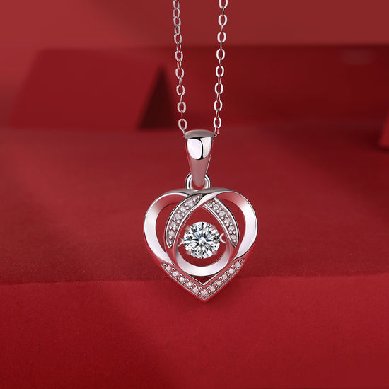 1Heart To Have Your Luxurious Fashion Diamond Pendant Necklace Set With Mosan Diamond Silver Ornaments Prohibit Tk Sales