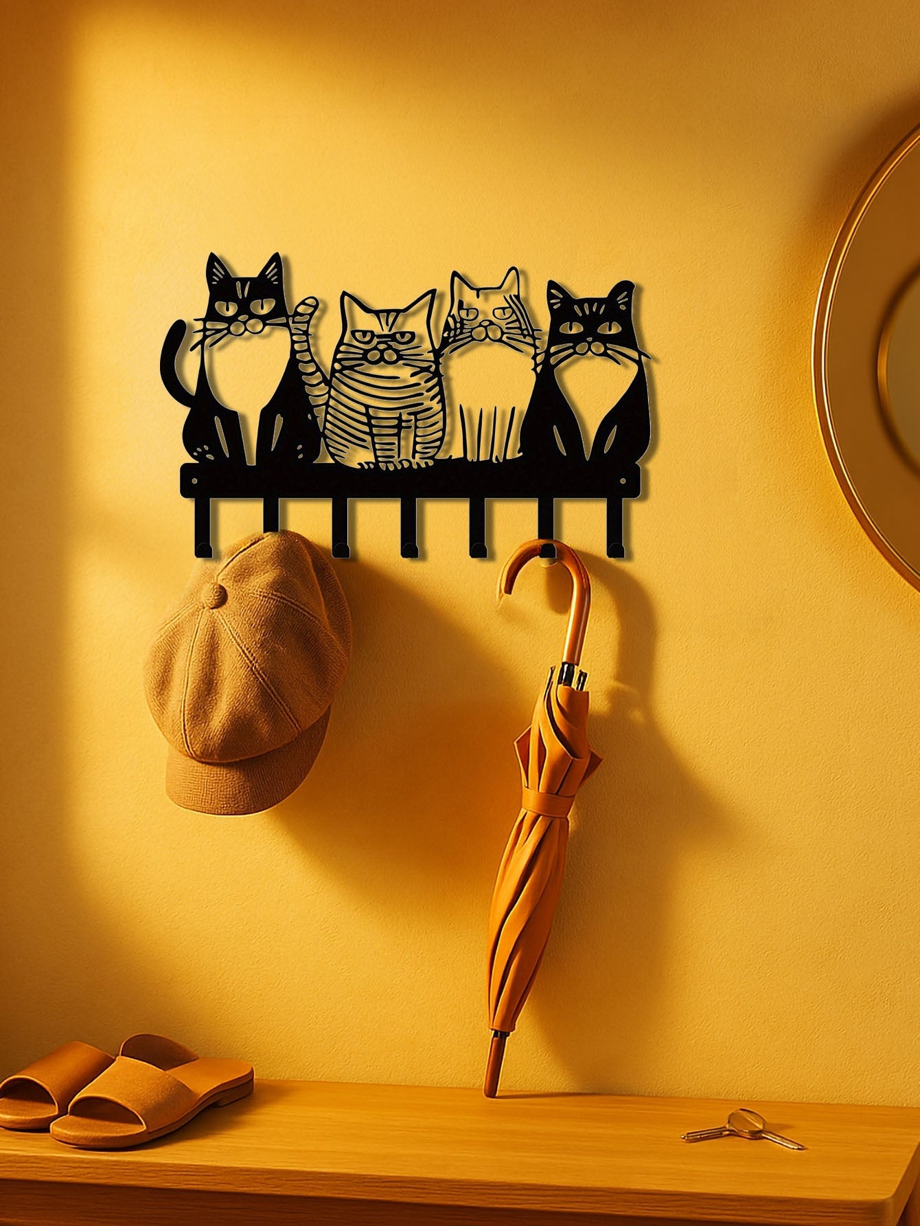 1PC Cute Cat Wall Hook-Adorable Kitty Decor For Home, Strong Metal Wall Hooks 28 k