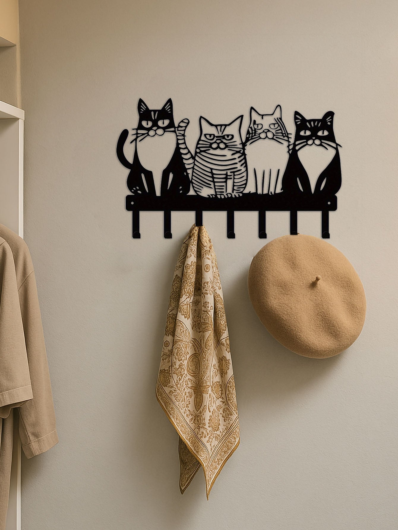 1PC Cute Cat Wall Hook-Adorable Kitty Decor For Home, Strong Metal Wall Hooks 28 k
